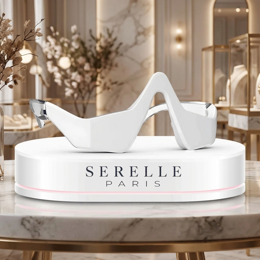 Serelle Eye™ —  red light + EMS micro-current. Firm, depuff, and tighten in 10 min a day. No needles.